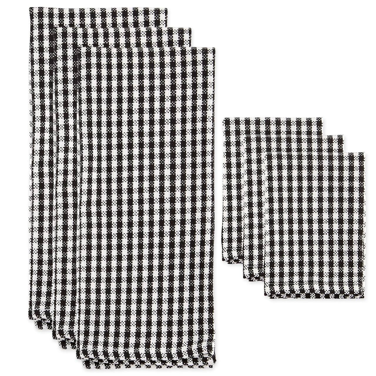 DII® Black Check Heavyweight Dishtowel & Dishcloth Set